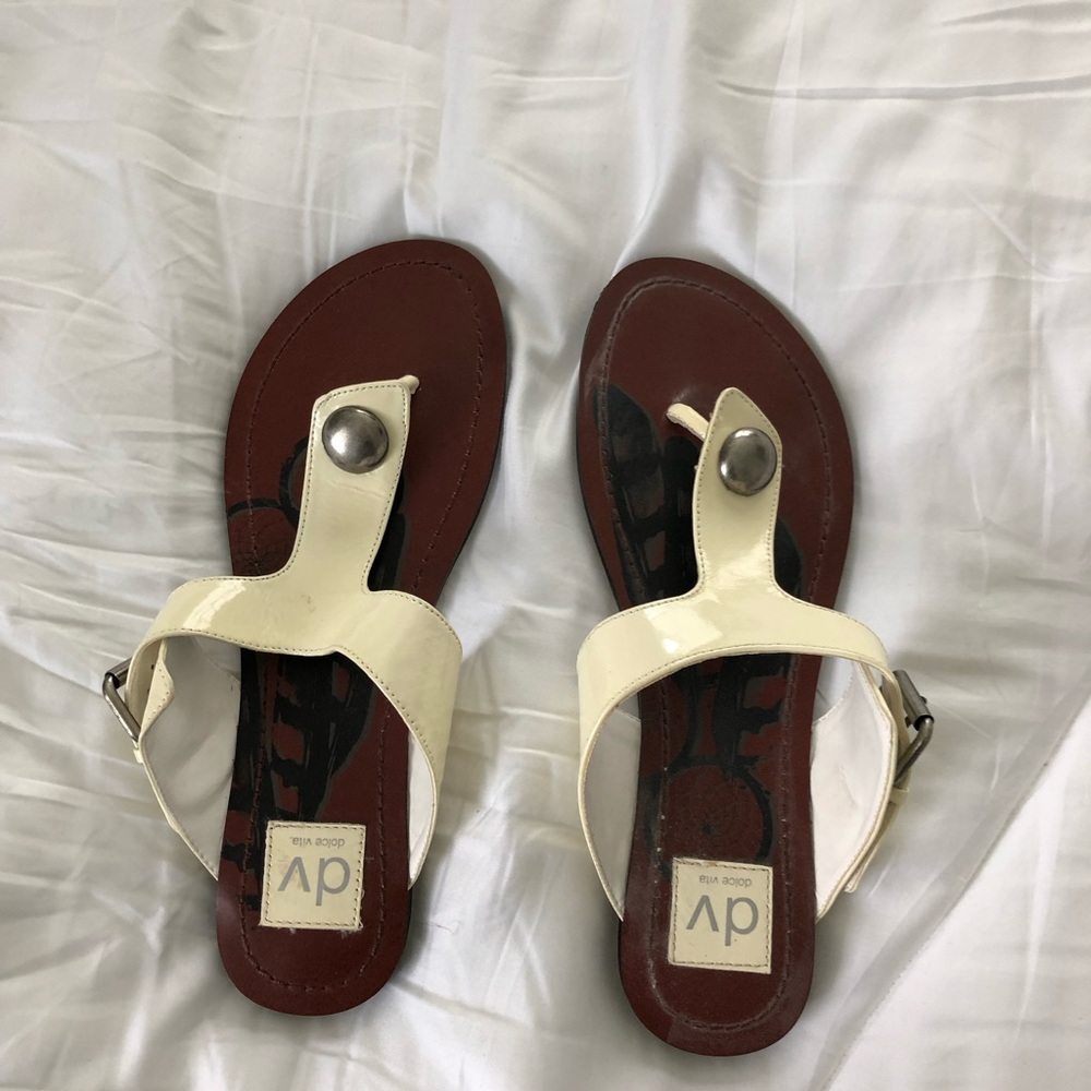 Dolce Vita off white patent sandals